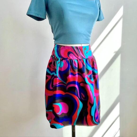 Y2K vintage silk mini skirt psychedelic 2000s - Picture 1 of 7